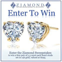 Heart Shape Cubic Zirconia Stud Earrings In 14K Gold Sweepstakes By Ziamond